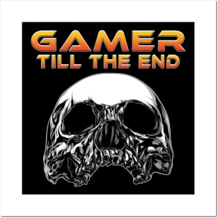 Gamer Till The End Front Skull Orange Posters and Art